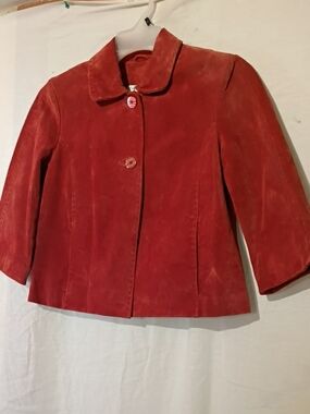NWT Vintage Suede Button-Front Cropped Jacket, Burnt Orange, Cold water Creek